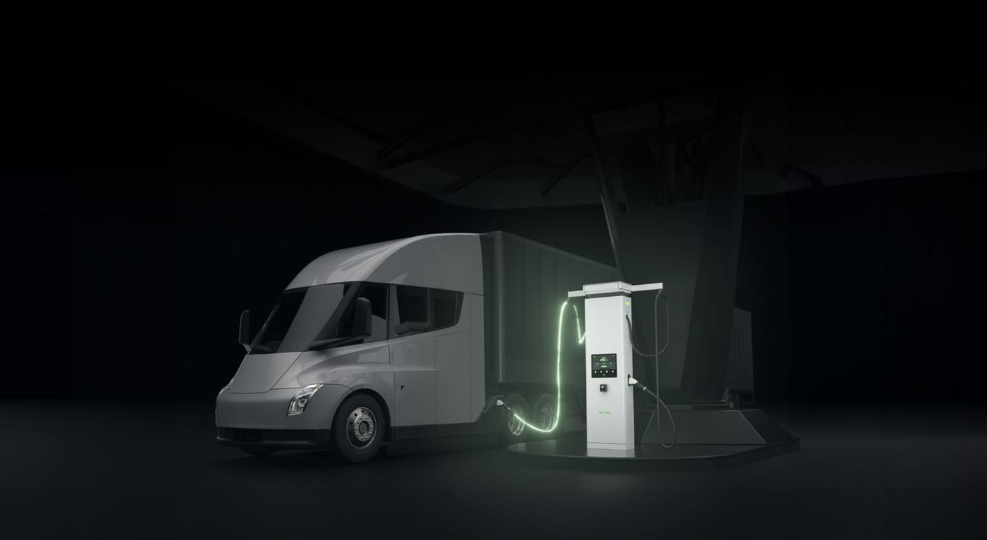 Sistema de carga de megavatios Autel cargando un camión eléctrico